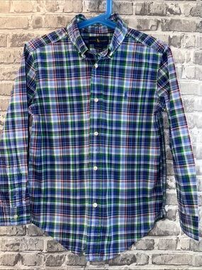 Ralph‎ Lauren Green, Blue & White Plaid Button-Down Shirt